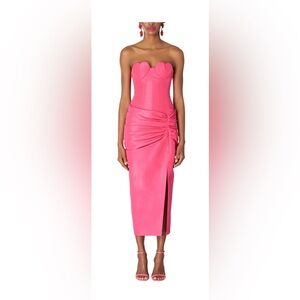 open lace back dress Pink Silk Vintage Carolina Herrera Dress With Floral Jacquard Pattern –  Modig main image 0